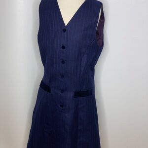 Elegant Navy Pinstripe Kids Dress